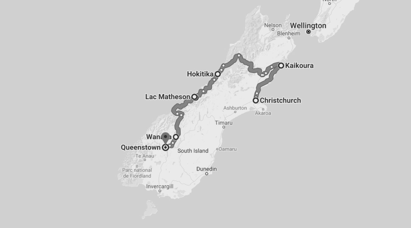 Itinéraire pour parcourir l'île du sud en 5 jours Nouvelle Zélande