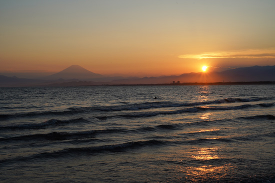 Mont Fuji plage d'Enoshima