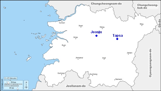 Carte Corée du Sud Jeonju Tapsa